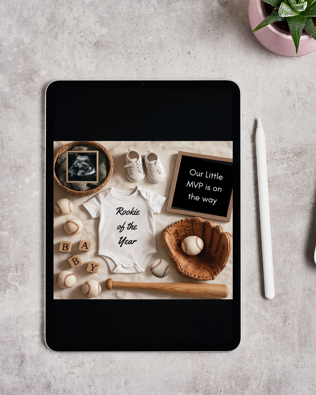 Editable Baseball Pregnancy Announcement – Canva Template