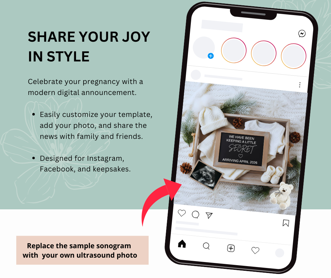 Fall Pregnancy Announcement Template | Canva Editable – Everbabemom