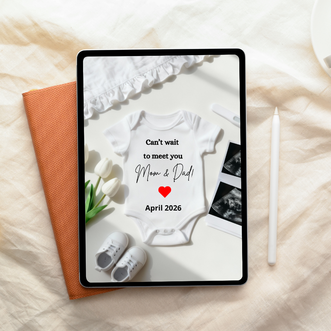 Digital Pregnancy Announcement – Editable Canva Template | Everbabemom