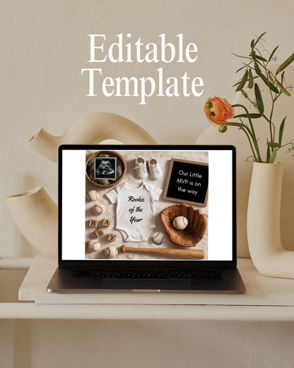 Editable Baseball Pregnancy Announcement – Canva Template