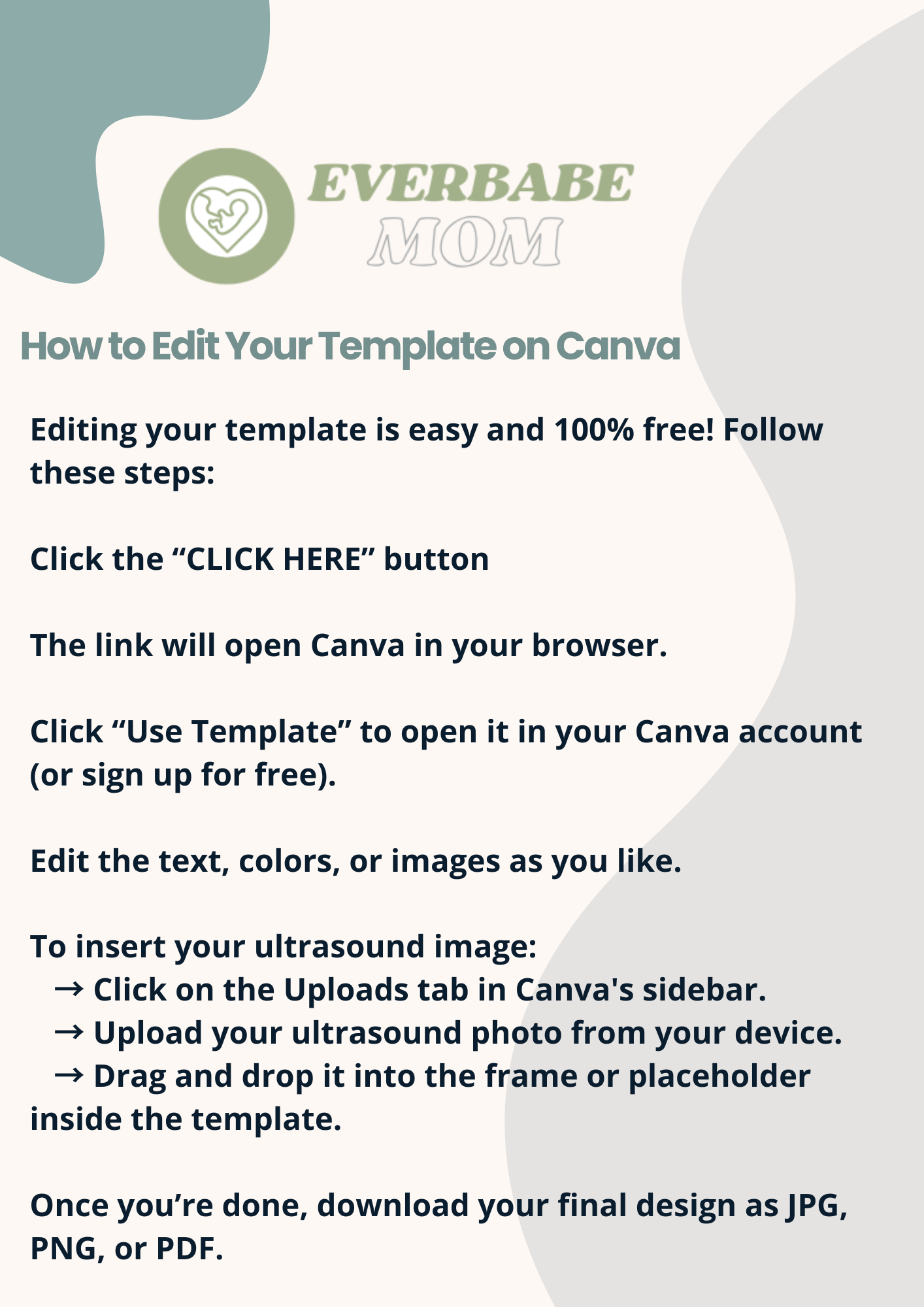 Editable Digital Pregnancy Announcement Template – Everbabemom